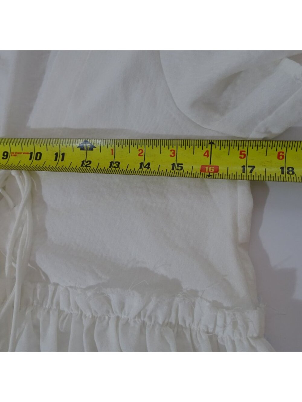 Hazel White Short Sleeve Babydoll Mini Dress Size S Lace-Up Boho Cottagecore - Picture 9 of 12